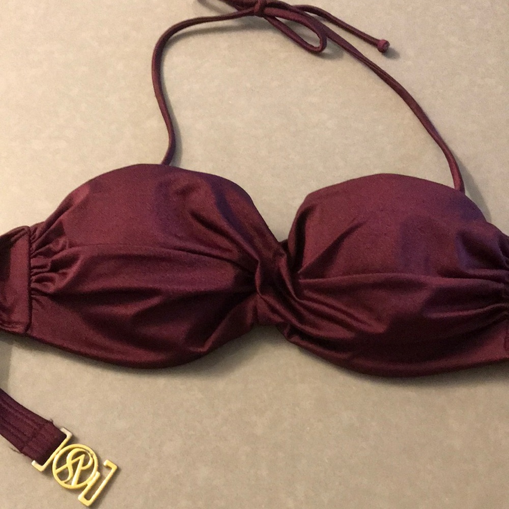 Maroon/ burgundy with gold accent bathing suit top
